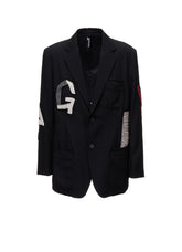WOOL GABARDINE APPLIQUE OUT POCKET JACKET