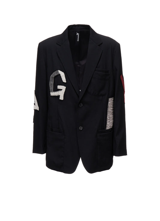WOOL GABARDINE APPLIQUE OUT POCKET JACKET