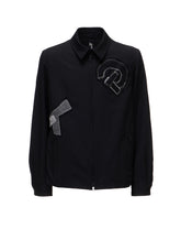 WOOL GABARDINE APPLIQUE ZIP JACKET