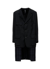 WOOL GABARDINE+C/W DARK PLAID WORK JACKET