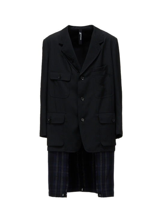 WOOL GABARDINE+C/W DARK PLAID WORK JACKET