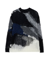 MOHAIR X BOUCLE INTARSIA KNIT PULLOVER
