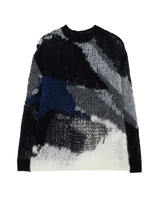 MOHAIR X BOUCLE INTARSIA KNIT PULLOVER