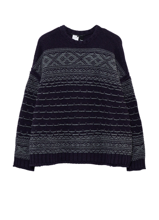 BULKY REVERSE JACQUARD BIG PULLOVER KNIT