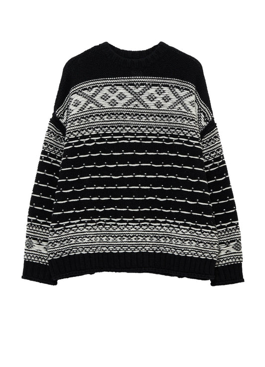 BULKY REVERSE JACQUARD BIG PULLOVER KNIT