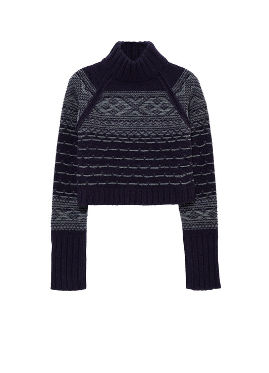 BULKY REVERSE JACQUARD SHORT PULLOVER KNIT