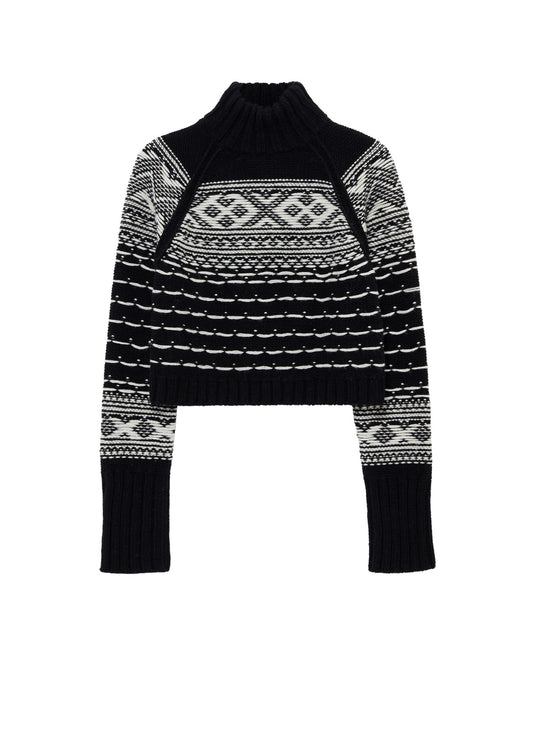 BULKY REVERSE JACQUARD SHORT PULLOVER KNIT