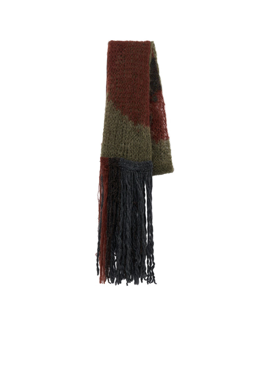 MOHAIR X BOUCLE INTARSIA KNIT SCARF