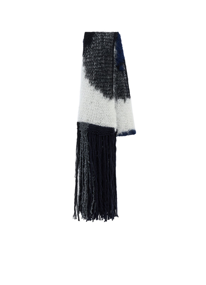 MOHAIR X BOUCLE INTARSIA KNIT SCARF