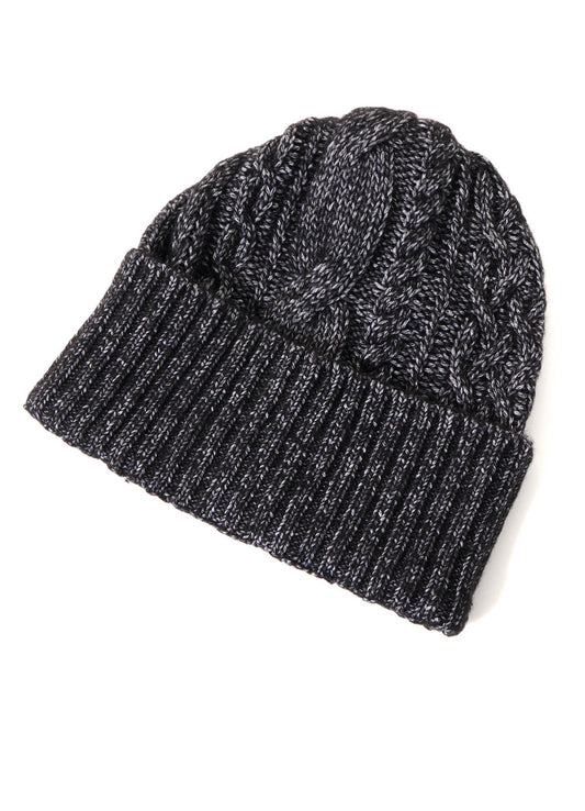 FLUFFY TUBE YARN CABLE KNIT CAP