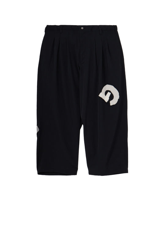 WOOL GABARDINE APPLIQUE 12 TUCK PANTS
