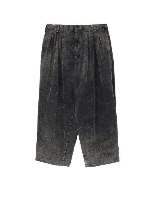 SULFUR-DYED CORDUROY CHEMICAL-BLEACH 12-TUCK PANTS