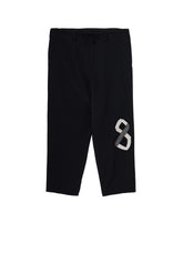 WOOL GABARDINE APPLIQUE DRAWSTRING PANTS