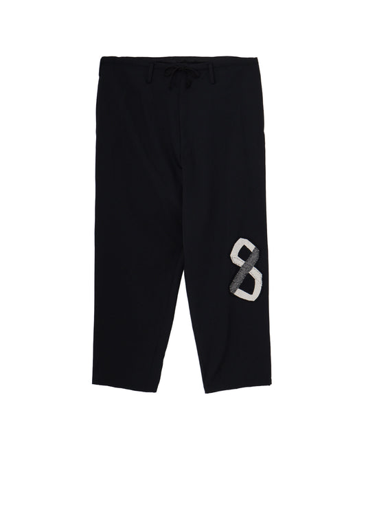 WOOL GABARDINE APPLIQUE DRAWSTRING PANTS