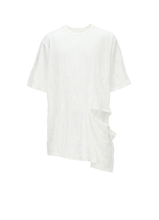 CATCH WASHER WRINKLE JERSEY LEFT SIDE CUT OUT SHORT SLEEVED T