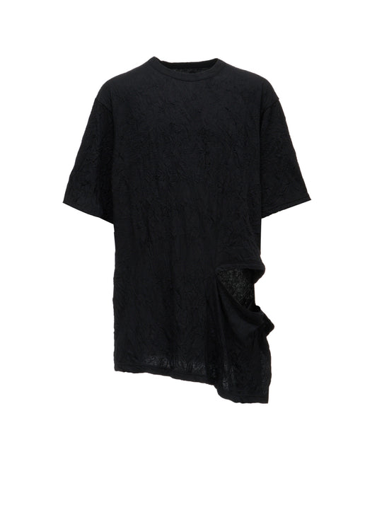 CATCH WASHER WRINKLE JERSEY LEFT SIDE CUT OUT SHORT SLEEVED T