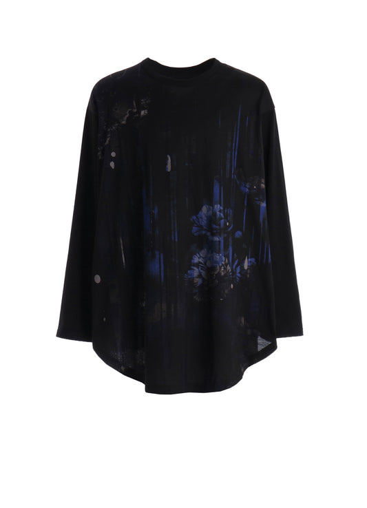 FLORAL STRIPED & COTTON JERSEY JUMBO LONG-SLEEVED T-SHIRT