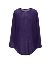 SPIDER WEB KNIT ROUND-HEM JUMBO LONG-SLEEVED T