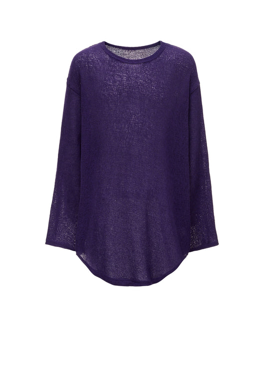SPIDER WEB KNIT ROUND-HEM JUMBO LONG-SLEEVED T