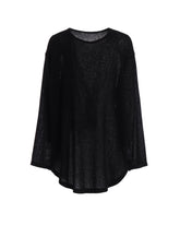 SPIDER WEB KNIT ROUND-HEM JUMBO LONG-SLEEVED T