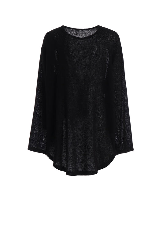SPIDER WEB KNIT ROUND-HEM JUMBO LONG-SLEEVED T