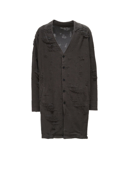 DAMAGE JACQUARD FRENCH TERRY V-NECK LONG CARDIGAN