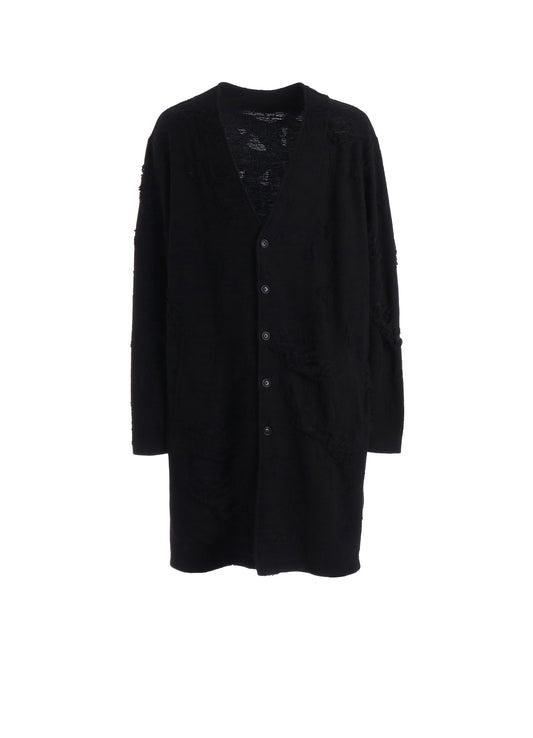 DAMAGE JACQUARD FRENCH TERRY V-NECK LONG CARDIGAN