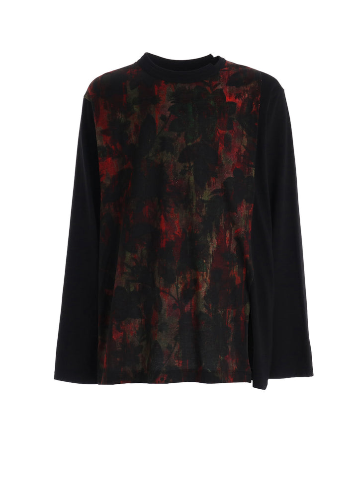 SHADOW FLORAL + COTTON JERSEY MIX LONG SLEEVED T