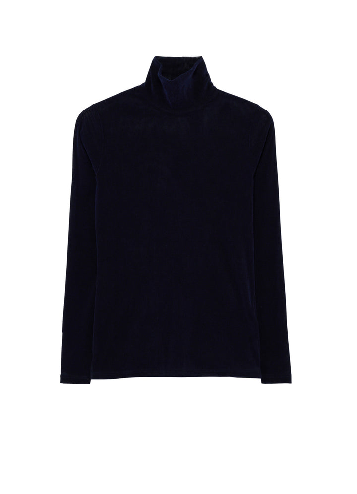 FLOCKED STRIPE HIGH-NECK TULLE