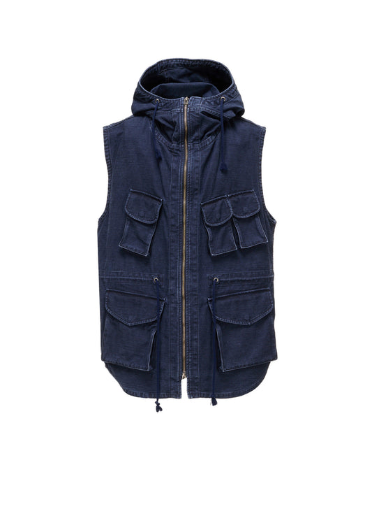 SULFUR DYED BACK SATIN HOODED OUTPOCKET JACKET