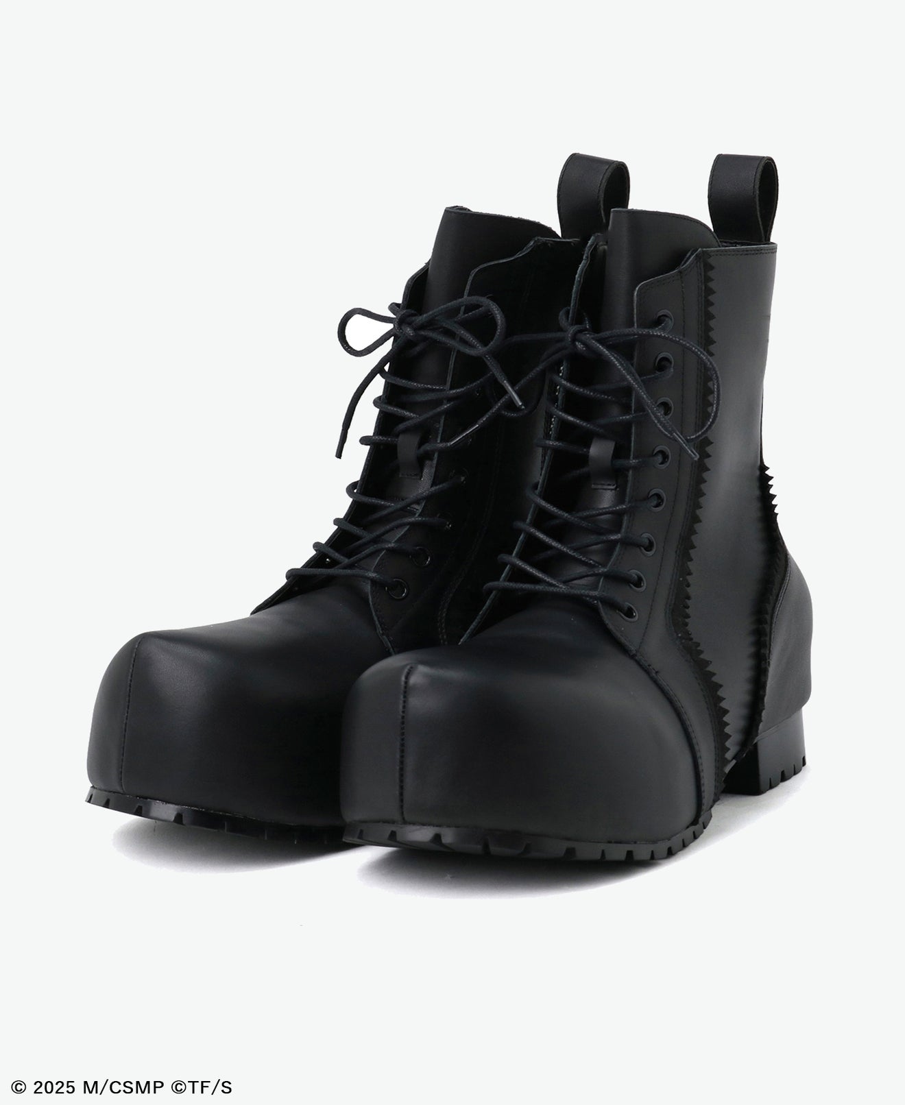 CHAINSAW LEATHER PLATFORM SHOES BLACK