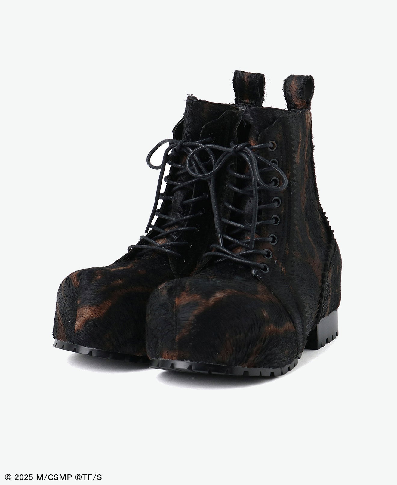 CHAINSAW HAIR CALF PLATFORM SHOES BROWN