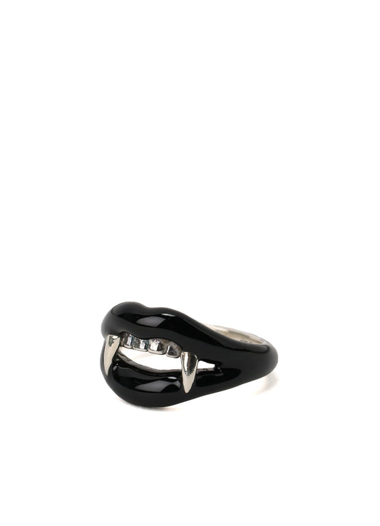 SILVER 950 VAMPIRE PINKIE RING BLACK