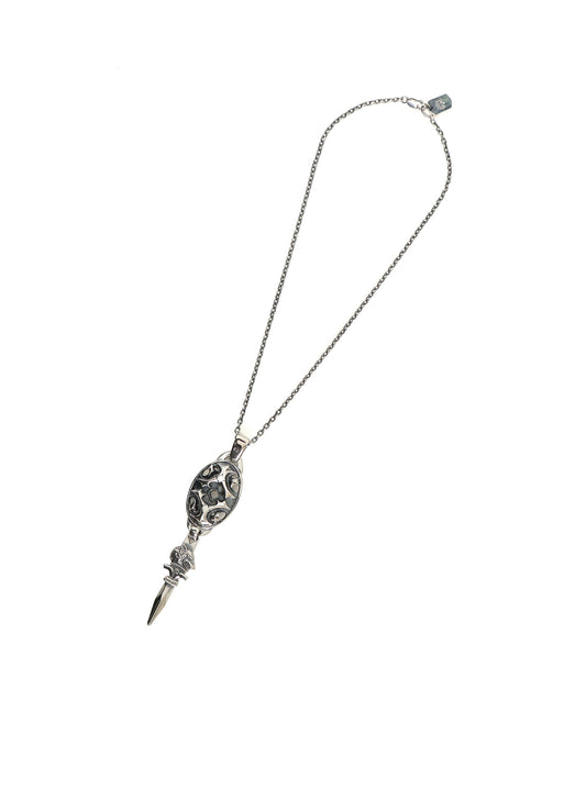 SILVER950 YY OVAL WOLF DAGGER PENDANT