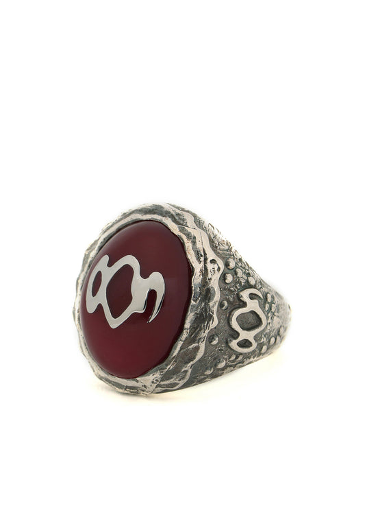 SILVER 950 GOTHIC OVAL RING