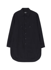 COTTON BROADCLOTH ROUNDED HEM DOUBLE CHEST POCKET SHIRT