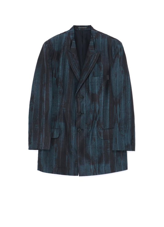 BLUE STRIPED SILK 3-BUTTON JACKET