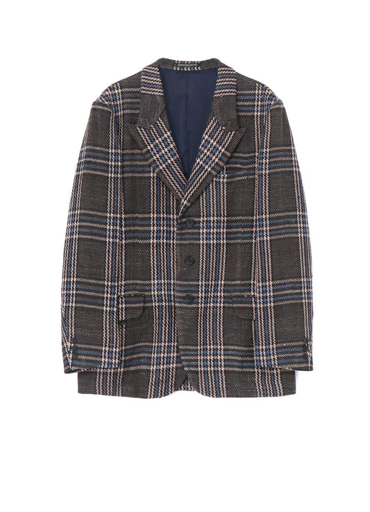 INDIAN PLAID PEAK LAPEL JACKET