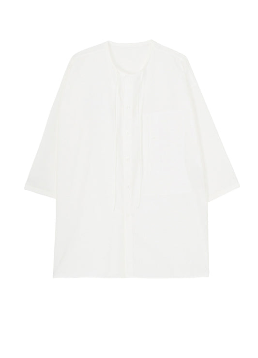 COTTON BROAD GUESSETED STRING COLLAR BLOUSE