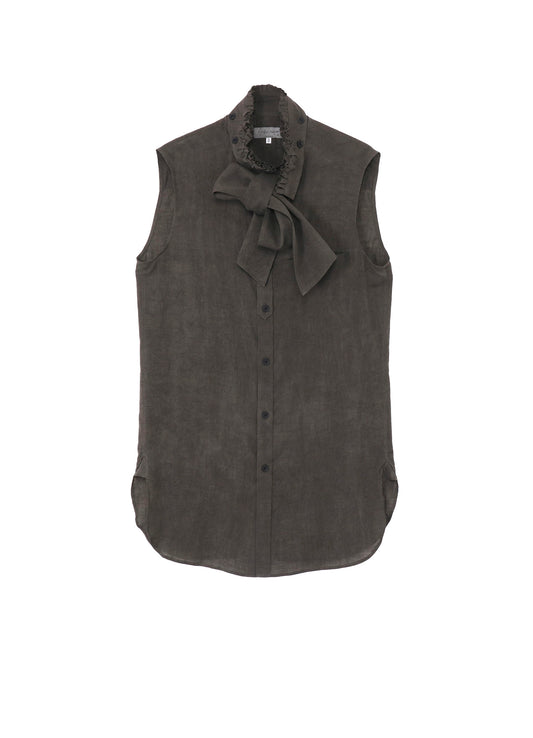 CELLULOSE LAWN INK DYED RUFFED SPARE COLLAR BLOUSE