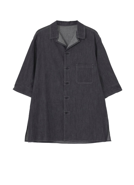 <PIECE UNIQUE/AOYAMA>5.5OZ GREY DENIM SHORT SLEEVE BLOUSE