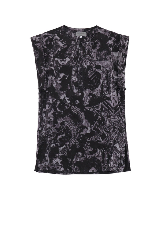 SEA/LINING SHORT SLEEVE PLACKET BLOUSE