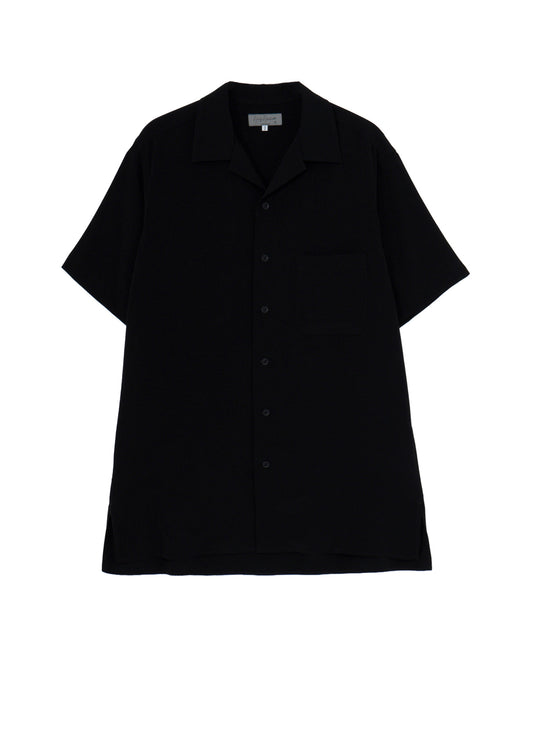 TA TUXEDO SHORT SLEEVE OPEN COLLAR BLOUSE