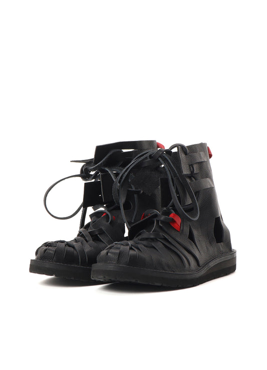 OIL COW LEATHER GLADIATOR BOOTS
