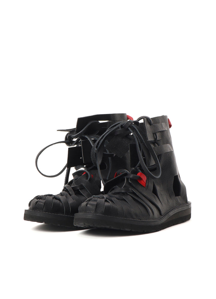 OIL COW LEATHER GLADIATOR BOOTS