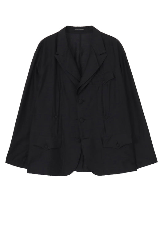 <PIECE UNIQUE>RY/ NY/ CU LAWN FRONT AND BACK OPENED LAPEL JACKET