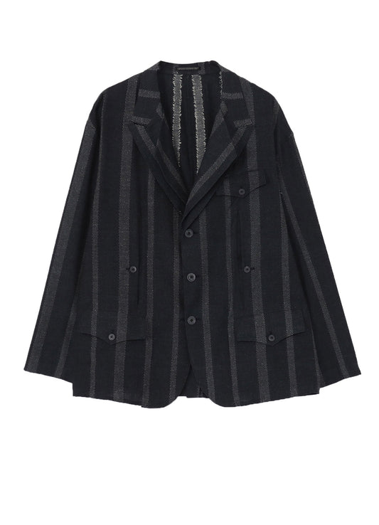 SILK/COTTON STRIPE PATTERN SLIT JACKET