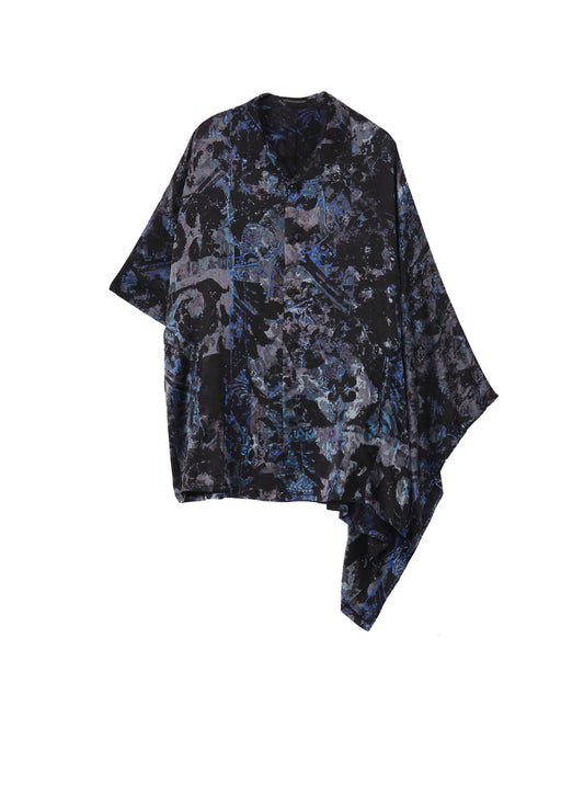 SEA MOTIF/LINING PRINTED CAPE JACKET