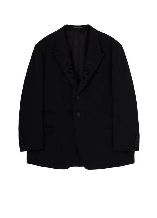 WOOL GABARDINE CUTWORK EMBROIDERY JACKET