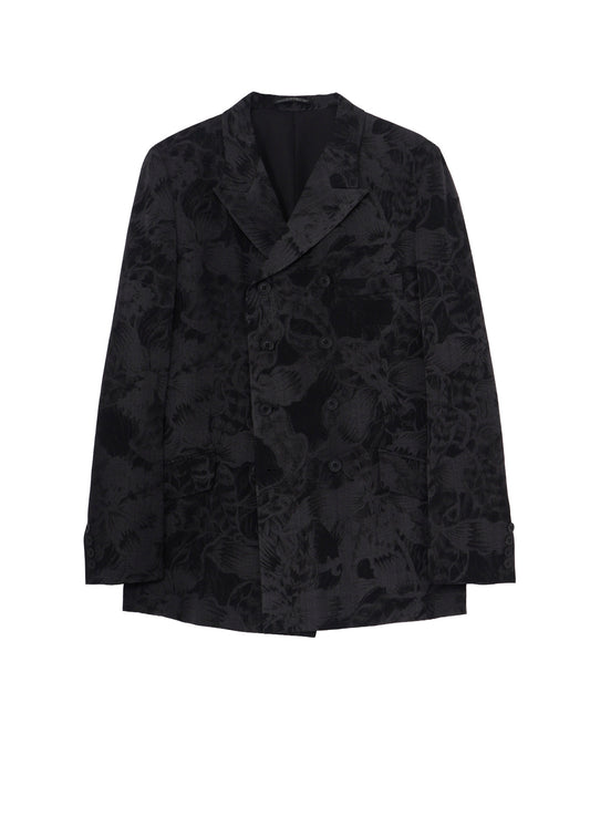 WOOL GABARDINE FLORAL DISCHARGE-DYED DOUBLE JACKET